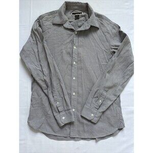 Michael Kors Shirt Mens M Black Beige Classic Fit Dotted Long Sleeve Button